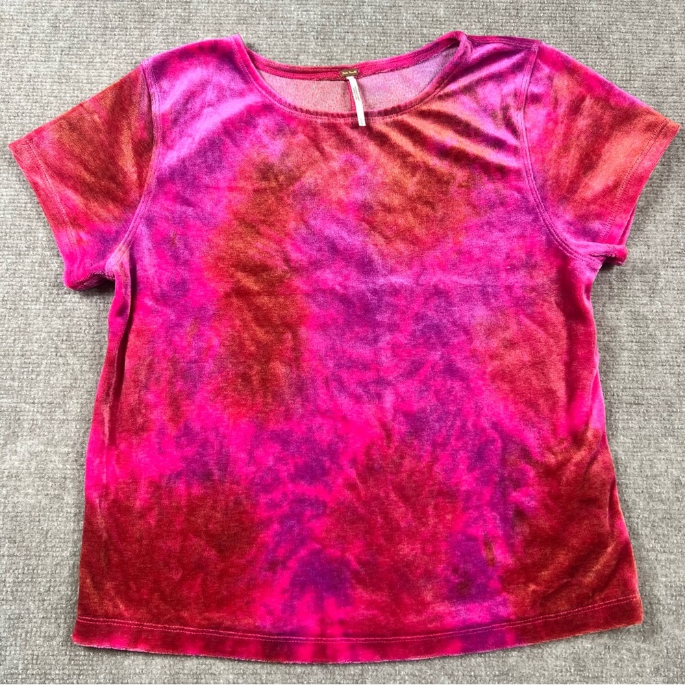 Free People Terry cloth Tie-Dye Tee in pink & orange
